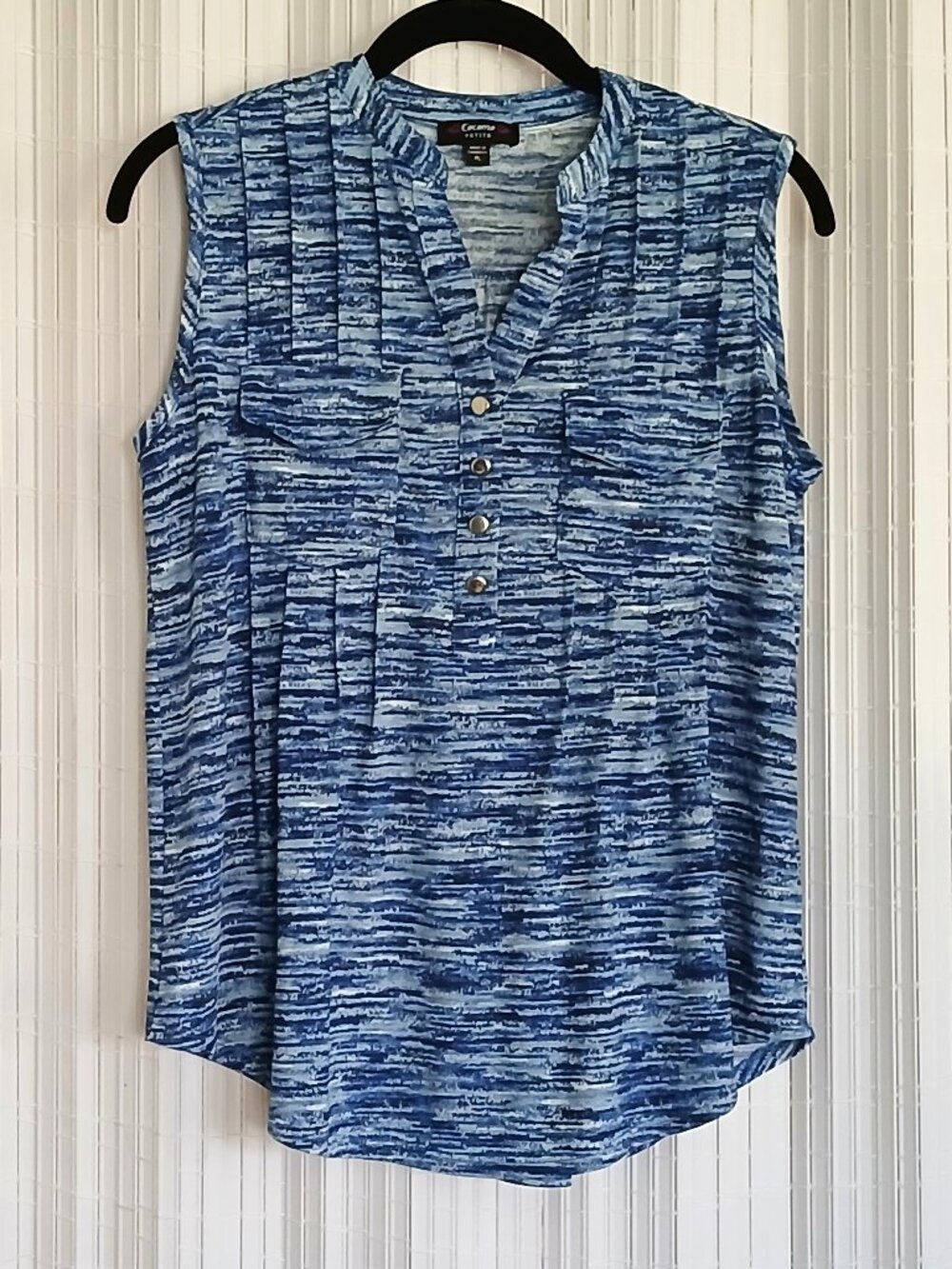 Cocomo Blue Abstract Sleeveless Blouse, Womens Size PL